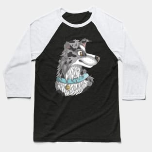 Slate/blue Merle Border Collie Baseball T-Shirt